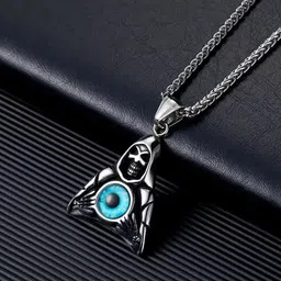meenaz Pendant for Men Evil Eye Dragon Black Silver chain for men Boys boyfriend gents locket Necklace for men Boy girls Women Stainless Steel neck chain lockets mens chains fashion Long Stylish 62 image 3