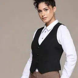 perfect productions WaistCoat,RegularFit WaistCoat,Black WaistCoat,Cotton Blend WaistCoat,Casual WaistCoat,Office Wear WaistCoat,Women WaistCoat,WaistCoat03. image 2