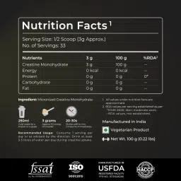 Nutrabay CreaPeak Creatine Monohydrate - 100g, Unflavoured | Powered by Creapure from AlzChem, Germany | 99.9% Pure Micronized Form for Faster Absorption image 3