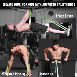 SLOVIC Dual Color Heavy Resistance Band (Green & Grey) for Workout Set Exercise & Stretching Pull Up Bands for Home Exercise Toning Loop Bands for Gym Men & Women Resistance Bands (With Door Anchor) image 4