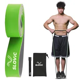 SLOVIC Dual Color Heavy Resistance Band (Green & Grey) for Workout Set Exercise & Stretching Pull Up Bands for Home Exercise Toning Loop Bands for Gym Men & Women Resistance Bands (With Door Anchor)-image-6