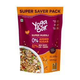 Yogabar Super Muesli, No Added or Hidden Sugar, Breakfast Muesli with Probiotics & Prebiotics, 82% Whole Grains + Seeds + Almonds, 700g-image-11