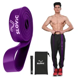 Slovic Purple Resistance Bands for Workout for Men and Women (1 YEAR WARRANTY) Resistance Band Set & Exercise Band for Home Gym Fitness Pull Up Band & Toning Band 100% Natural and Unbreakable Rubber-image-12
