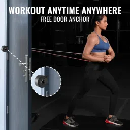 SLOVIC Dual Color Heavy Resistance Band (Red & Grey) for Workout Set Exercise & Stretching Pull Up Bands for Home Exercise Toning Loop Bands for Gym Men & Women Resistance Bands (With Door Anchor) image 3