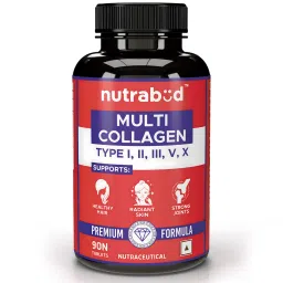 Nutrabud Multi Collagen Complex Supplement for Women, Men - 90 Tablets - Hydrolyzed Peptides with all 5 Types of Collagen Including TYPE I, II, III, V & X Collagen Powder (90 Count, Unflavoured)-image-11