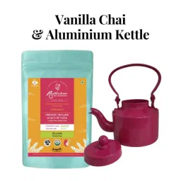 Radhikas Relaxing Vanilla Chai + Cutting Chai Dark Pink Aluminium Kettle-picture-25