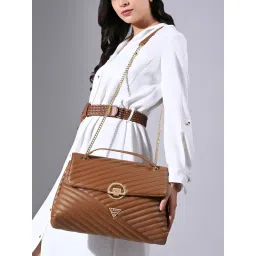 Lavie Signature Tan Denver Womens Quilted Large Flap Satchel (L) image 1