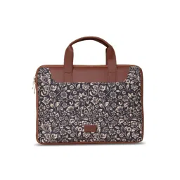 Zouk Unisex Black Floral Jute Laptop Sleeve-image-13