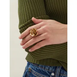 Accessorize London Women Gold Statement Flower Ring image 1