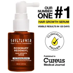 Soulflower Hair Growth Serum - Redensyl, Rosemary, Melanogray, Anagain - Anti Greying Booster-image-3