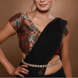 Aatmana Gold-Plated Kundan Studded & Beaded Floral Shaped Waist Chain Kamarbandh-image-14
