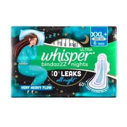 Whisper Bindazzz Nights Xxl+ Sanitary Pads, Upto 0% Leaks All Night Long-image-4