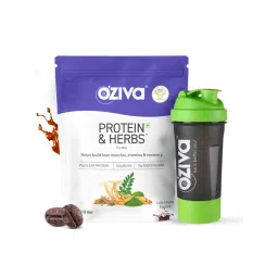 Oziva Protein & Herbs, For Men - Cafe Mocha + Green Shaker-picture-42
