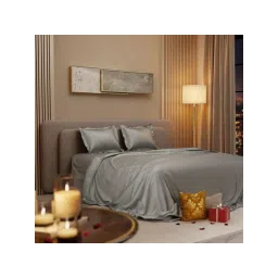 Stoa Paris Grey Queen Satin Bedsheet with 2 Pillow Covers image 2