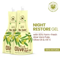 Nat Habit Fresh Olive Vit-E Night Face Gel with Vit-E Gel for Ageing Protection & Night Restore-picture-23
