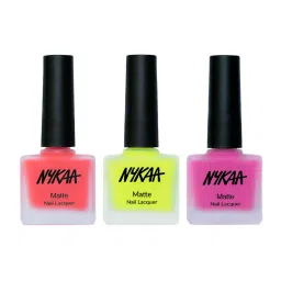 Nykaa Cosmetics Trending Neons Matte Nail Enamel - Cherry Pop + Lemonade Fizz + Pink Lemonade-picture-11