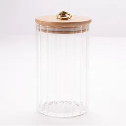 Kuber Industries Glass Jar Multi-Utility Kitchen Organizer Airtight Bamboo Lid 820 ML Transparent-picture-15