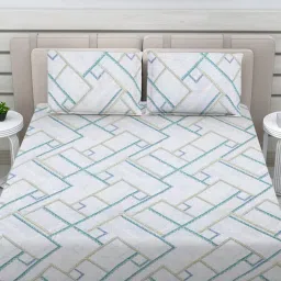 FABINALIV Multicolor Geometric 100% Cotton King Size Double Bedsheet With 2 Pillow Covers-image-37