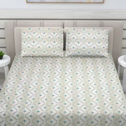 FABINALIV Multicolor Geometric 100% Cotton King Size Double Bedsheet With 2 Pillow Covers-picture-25