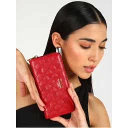 KLEIO Quilted PU Leather Bi Fold Zip Closure Multi Pockets and Slots Clutch Wallet-picture-10