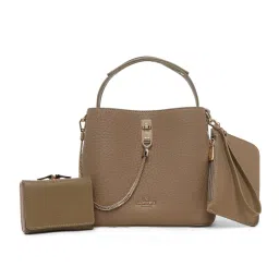 Akiki London Women's Oxford Sling Bag with Pouch and Wallet-Beige (S)-picture-12