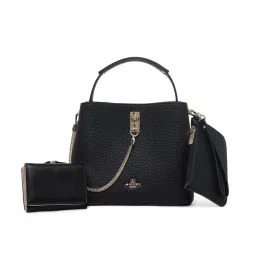 Akiki London Women's Oxford Sling Bag with Pouch and Wallet-Black (S)-picture-11