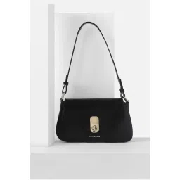 Van Heusen Women Black Solid Casual Handbag-image-30