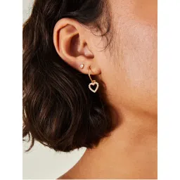Accessorize London Women 14k Real Gold Plated Cubic Zirconia Heart Earrings Pack of 2-picture-20