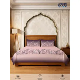 Urban Space Mauve Serene 300 Tc Cotton Bedsheets with 2 Pillow Covers (Pack of 3) image 1