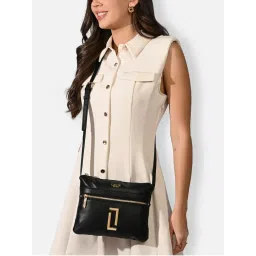 Lavie Luxe Women Black Quick25 Top Zip Sling Bag (S)-image-41