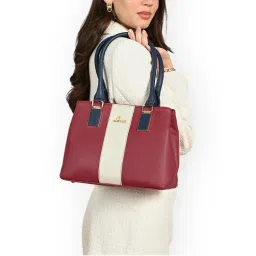Lavie Women Red Kassy Colourblock Satchel Bag (M)-picture-14