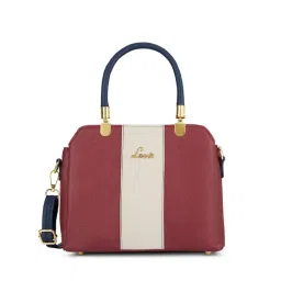 Lavie Women Red Kristy Colourblock Satchel Bag with Detachable Strap (S)-image-11