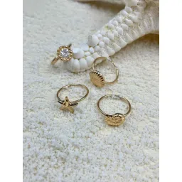 Accessorize London Women Gold Under The Sea Rings Gold Pack of 4 image 2