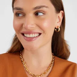 Accessorize London Women 14k Gold-Plated Chunky Link Chain Necklace-image-84