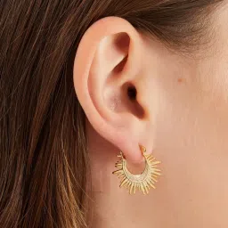 Accessorize London Women 14k Gold-Plated Sun Beam Hoop Earrings-image-65