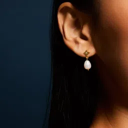 Accessorize London Women 14k Gold-Plated Star Pearl Drop Earrings-image-44