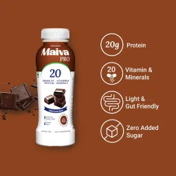 Maiva Pro | Chocolate Plant Protein Shake - 300ml | 20g Protein | 20 Vitamins & Minerals | Contains Dates | Vegan, Lactose-Free, No Preservatives, No Artificial Sweetener, No Added Sugar image 4