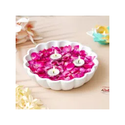 eCraftIndia White Beautiful Flower Urli Bowl For Home Decor image 1