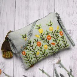 Anekaant Women Green Cotton Sling Bag with Detachable Strap-picture-35