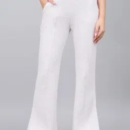 98 Degree North Women Off White Flared Fleece Textured Trackpant-image-64