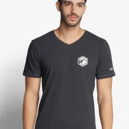 Wildcraft Men Grey V-Neck Slim Fit Cotton T-shirt-picture-54