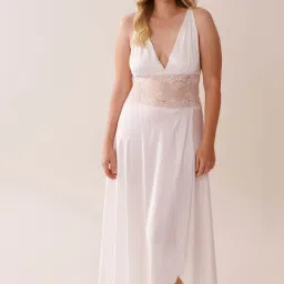 La Vie En Rose Satin and Lace Plunge Nightie-picture-15