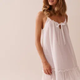 La Vie En Rose Short Mesh Nighty White-image-29