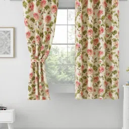 Swayam Blackout Eyelet Window Curtain - White With Pink Floral Print-picture-13