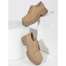 VALIOSAA Beige Casual Lace Up Casual Boots image 1