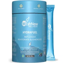 WishNew Wellness HYDRAFUEL Instant Drink Mix, 20 Servings | Rehydrate, Replenish & Energize | 100% Vegetarian | 1 Sachet (10g) Per Serving-picture-17