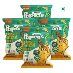 Nourish Organics Baked Popeas Chickpea Protein Puffs | Spicy Mint | Gluten Free | Pack of 4-image-10