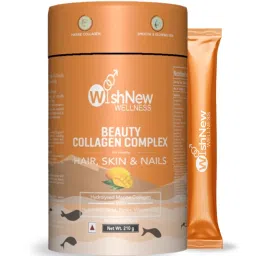 WishNew Wellness BEAUTY COLLAGEN COMPLEX, 21 Servings | Mango Flavor | Essential Support for Healthy Hair, Skin & Nails | 1 Sachet (10g) Daily-image-88