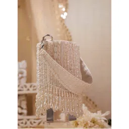 House of Vian Women Embellished White Potli-image-27