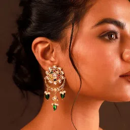 Voylla Navratan Chandra Pearl Dangle Chandbali Earrings-picture-24